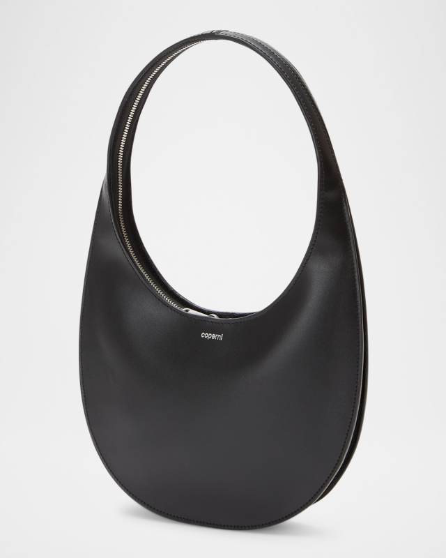 Swipe Double-Gusset Leather Shoulder Bag